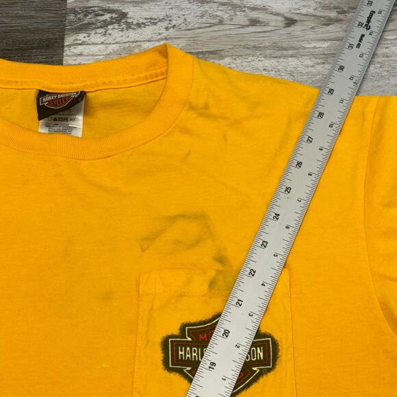 Harley Davidson Freedom Bald Eagle Flames Yellow Black Red Mens XL Biker T-Shirt - Picture 4 of 13